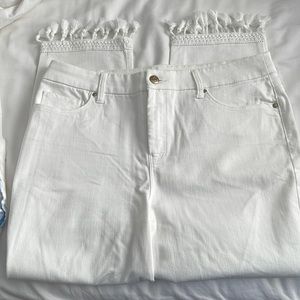 White jeans with tassels